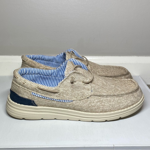 Bruno Marc Slip On Loafers Men’s 7.5 Lightweight Deck Shoes Canvas Tan Khaki - Picture 2 of 15